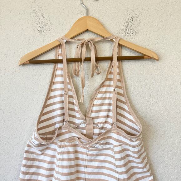 WE THE FREE Mylo Tank Top Tan White Striped Halter Neck Beach Vacay NWT - Picture 7 of 12
